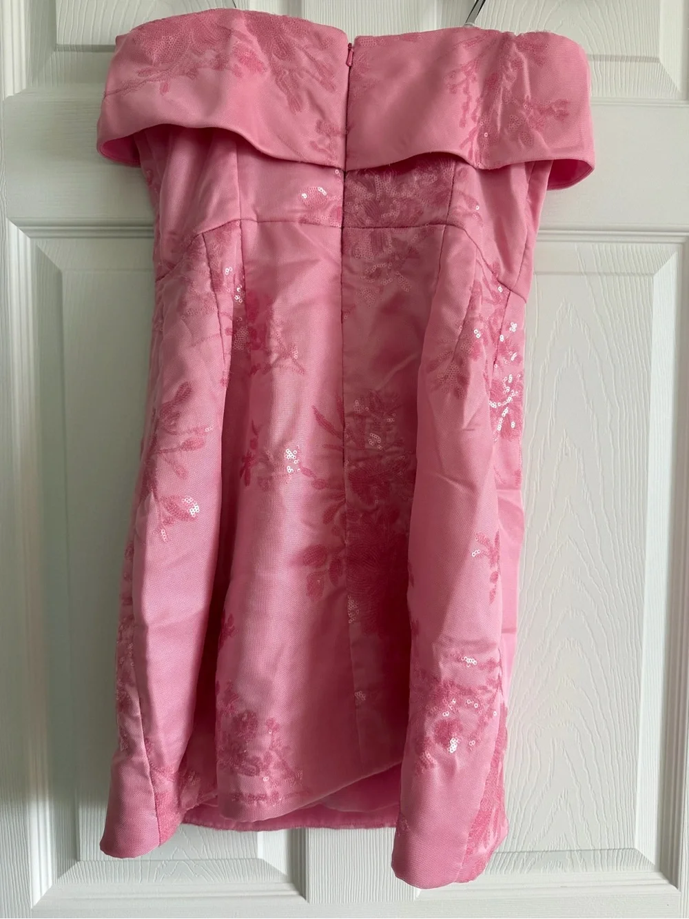 ML Monique Lhuillier Pink Floral Jacquard Off Shoulder Mini Dress Size 4 NWOT